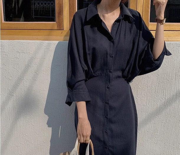 ドルマンスリーブシャツワンピース 6519-画像10-韓国ファッション通販POPREA［ポップリア］