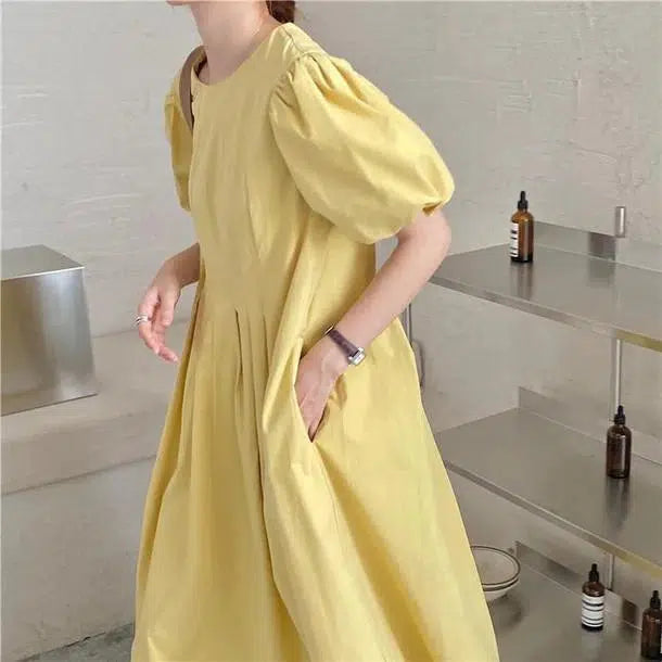 パフスリーブピュアワンピース 6681-画像10-韓国ファッション通販POPREA［ポップリア］