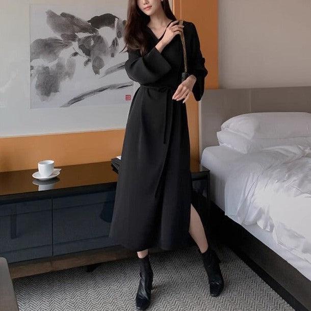 サテンVネックワンピース﻿ 6467-画像10-韓国ファッション通販POPREA［ポップリア］