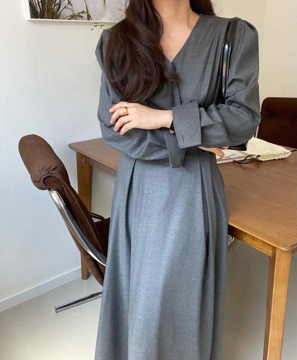 Vネックハイウエストワンピース﻿ 6149-画像10-韓国ファッション通販POPREA［ポップリア］