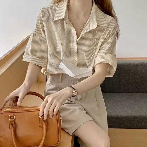 シンプルストライプシャツ 6061-画像10-韓国ファッション通販POPREA［ポップリア］