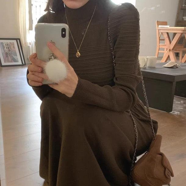 ハイネックギャザーニットロングワンピース 6368-画像10-韓国ファッション通販POPREA［ポップリア］