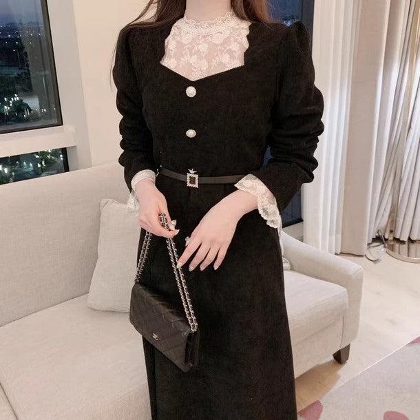 ハートネックフェイクビジューボタンワンピース 6458-画像10-韓国ファッション通販POPREA［ポップリア］