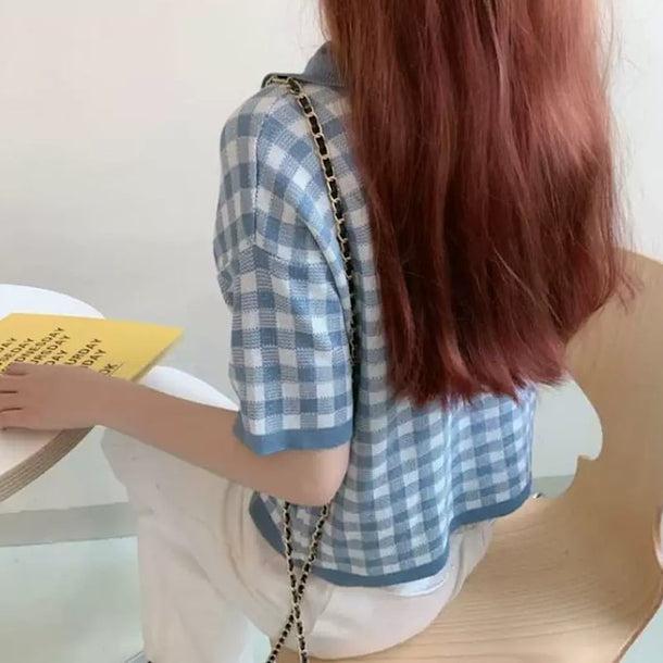 ブロックチェックバイカラーポロシャツ 6071-画像10-韓国ファッション通販POPREA［ポップリア］