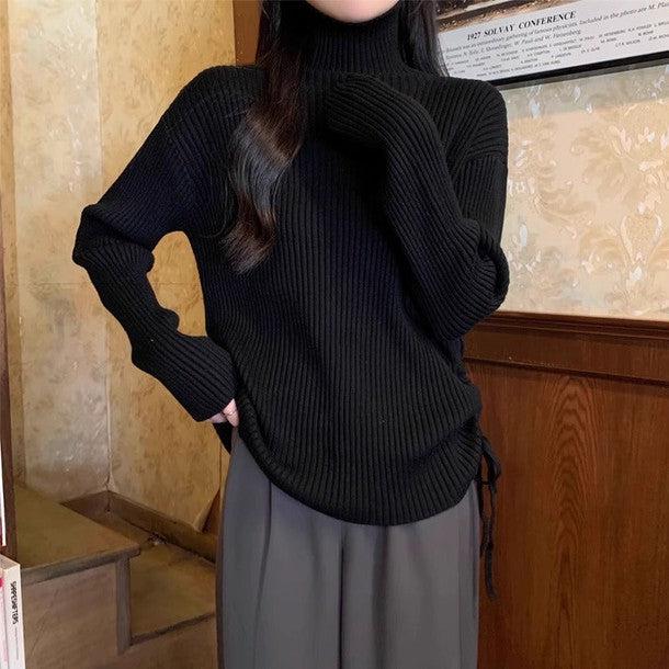 サイドシャーリングギャザーリブニット 6345-画像10-韓国ファッション通販POPREA［ポップリア］