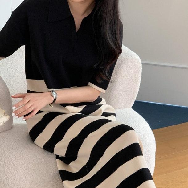 ストライプジャカードルーズニットドレス﻿ 6079-画像10-韓国ファッション通販POPREA［ポップリア］