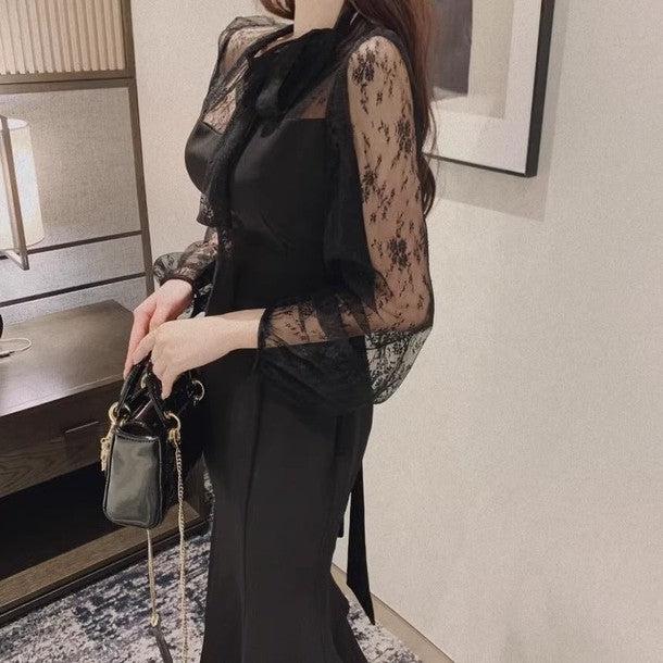 レースドッキングマーメイドロングワンピース 6448-画像10-韓国ファッション通販POPREA［ポップリア］