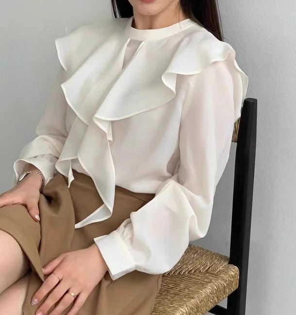 ショルダーフリルブラウス 6160-画像10-韓国ファッション通販POPREA［ポップリア］