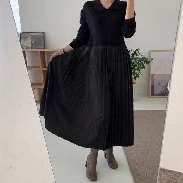 プリーツ切り替えニットロングワンピース﻿﻿﻿﻿﻿ 6263-画像10-韓国ファッション通販POPREA［ポップリア］