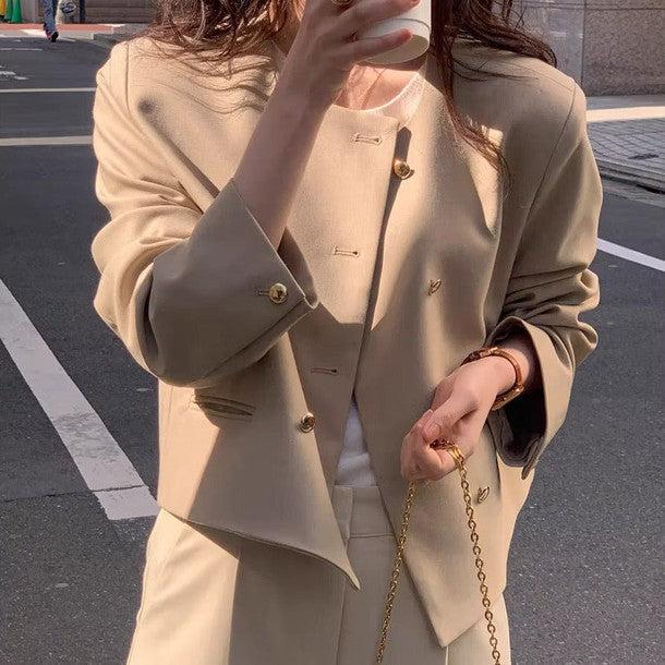 ダブルボタンノーカラージャケット﻿﻿ 6219-画像10-韓国ファッション通販POPREA［ポップリア］