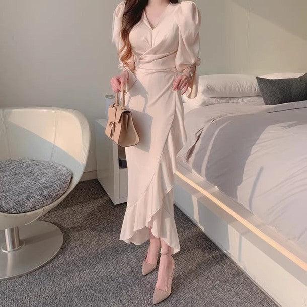 Vネックマーメイドフリルドレス 6449-画像10-韓国ファッション通販POPREA［ポップリア］