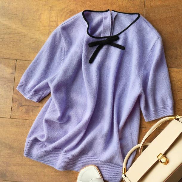 バイカラーバックボタンリボンニット 6141-画像10-韓国ファッション通販POPREA［ポップリア］