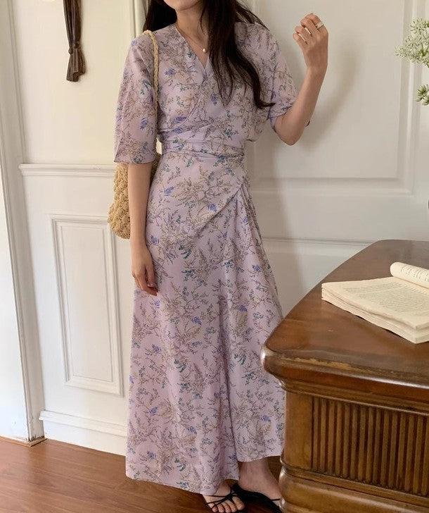 花柄カシュクールワンピース 6747 - 韓国ファッション通販サイトPOPREA