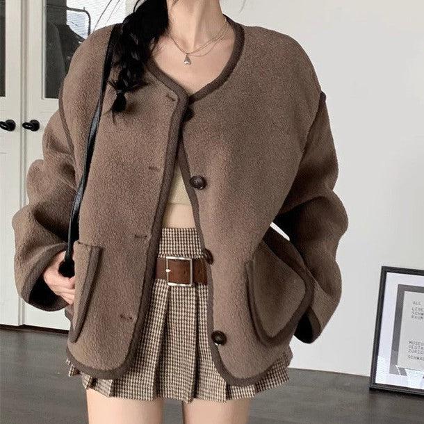 2ポケットノーカラーボアジャケット﻿﻿﻿﻿ 6260-画像10-韓国ファッション通販POPREA［ポップリア］