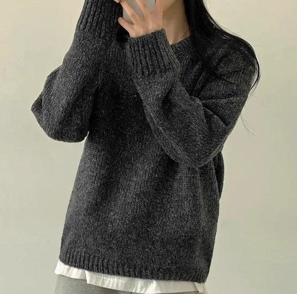 ラウンドネックドロップショルダーニット﻿﻿﻿﻿﻿ 6267-画像10-韓国ファッション通販POPREA［ポップリア］