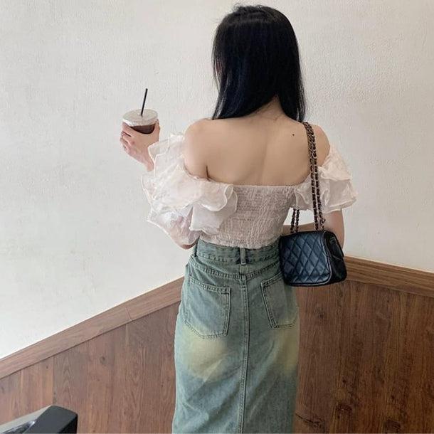 オフショルダーフリルブラウス 6074-画像10-韓国ファッション通販POPREA［ポップリア］