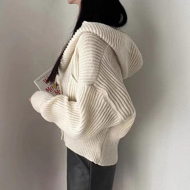 リブニットフードカーディガン 6331-画像10-韓国ファッション通販POPREA［ポップリア］