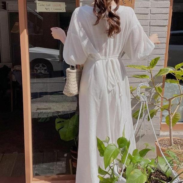 パフスリーブプレーンワンピース﻿﻿ 6649-画像10-韓国ファッション通販POPREA［ポップリア］