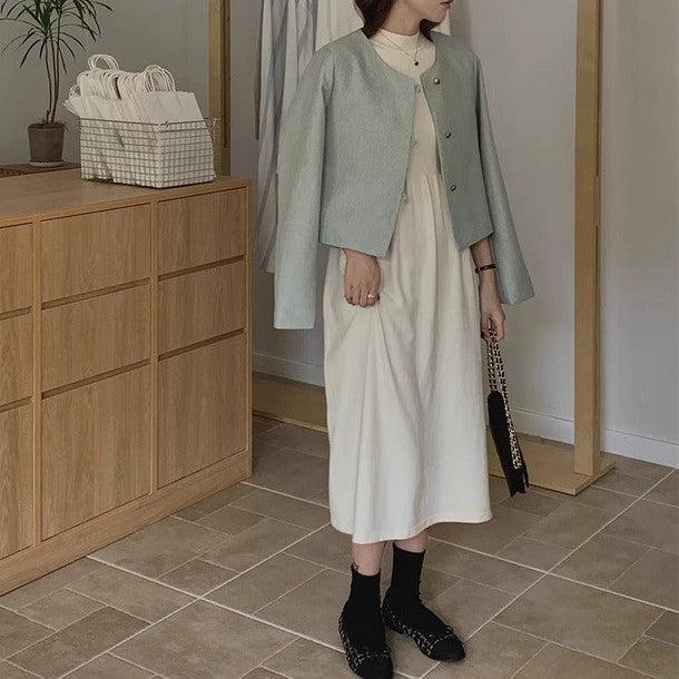 メタルゴールドボタンノーカラージャケット﻿ 6221-画像10-韓国ファッション通販POPREA［ポップリア］