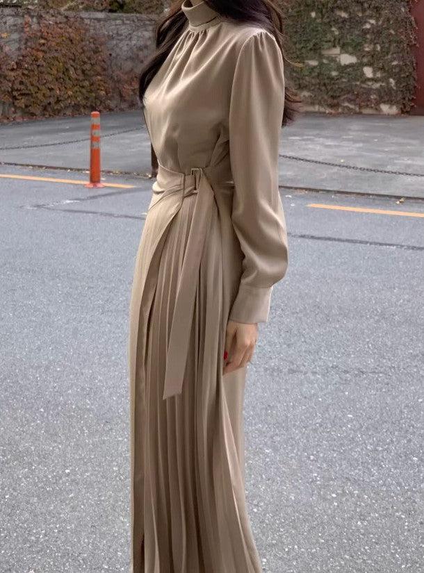 ハイネックプリーツラップワンピース 6455-画像10-韓国ファッション通販POPREA［ポップリア］