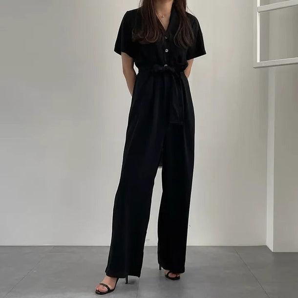 サテンチックシャツオールインワン 6035-画像10-韓国ファッション通販POPREA［ポップリア］