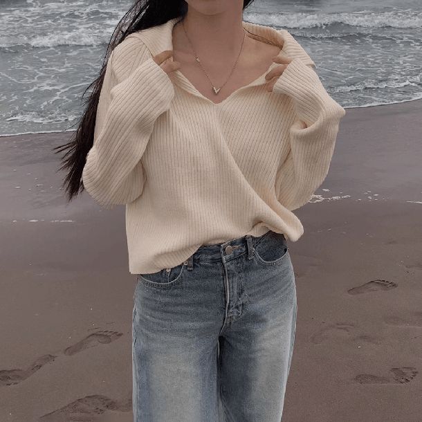 4カラーショートリブニット 6427-画像10-韓国ファッション通販POPREA［ポップリア］