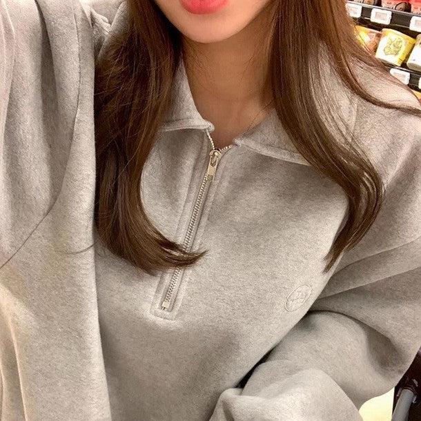 襟付きハーフジッパーワンピース 6439-画像10-韓国ファッション通販POPREA［ポップリア］