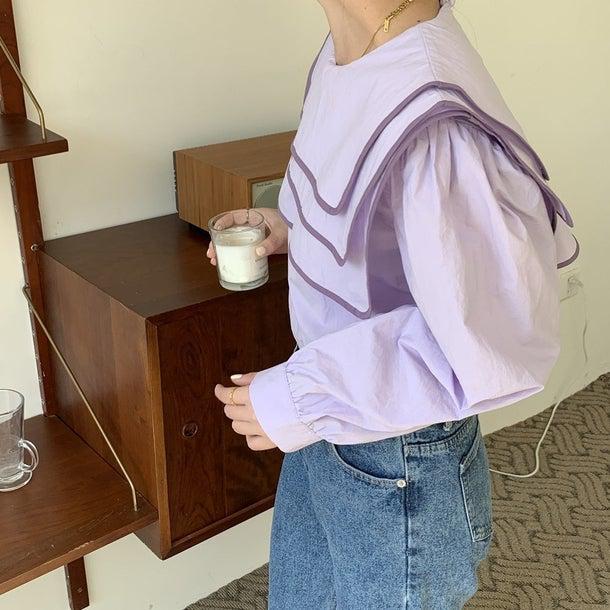 セーラーネックカラーブラウス 6623-画像10-韓国ファッション通販POPREA［ポップリア］