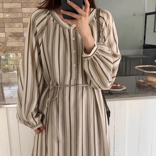 ラウンドネックストライプワンピース ﻿ 6532-画像10-韓国ファッション通販POPREA［ポップリア］