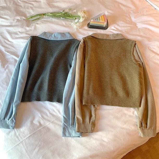 ドッキングニットベストブラウス 6422-画像10-韓国ファッション通販POPREA［ポップリア］