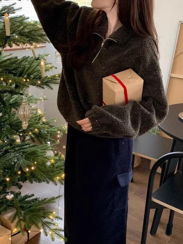 クロップドハーフジップアップニット 6389-画像11-韓国ファッション通販POPREA［ポップリア］