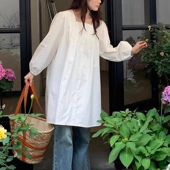 ノーカラーフロントボタンワンピース 6539-画像11-韓国ファッション通販POPREA［ポップリア］