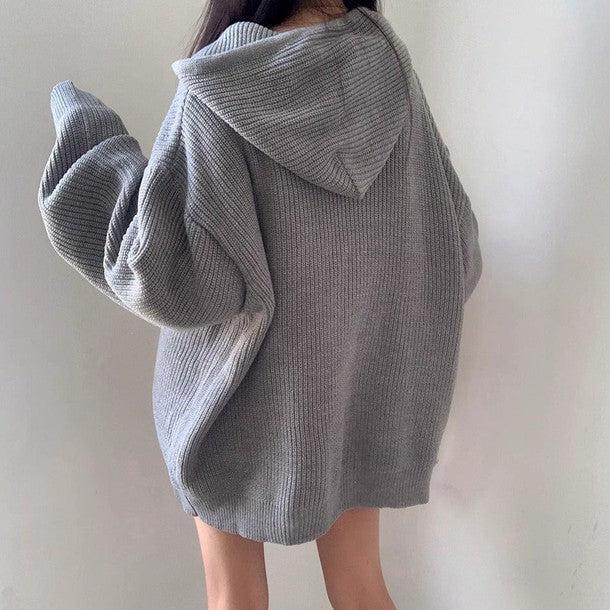 ドロップショルダーフード付きニット﻿ 6246-画像11-韓国ファッション通販POPREA［ポップリア］