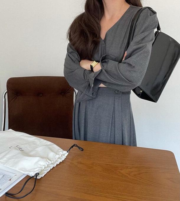 Vネックハイウエストワンピース﻿ 6149-画像11-韓国ファッション通販POPREA［ポップリア］