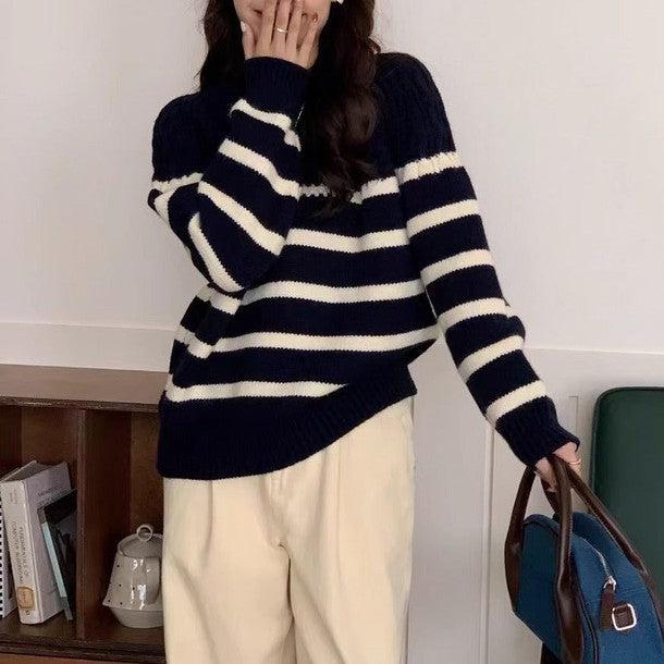 ケーブルボーダーラグランニット 6330-画像11-韓国ファッション通販POPREA［ポップリア］