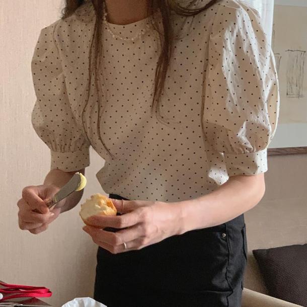 2WAY半袖ドットブラウス﻿ 6642-画像11-韓国ファッション通販POPREA［ポップリア］