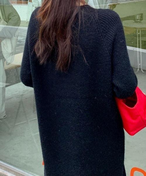 Vネックボタンリブニットワンピース 6334-画像11-韓国ファッション通販POPREA［ポップリア］
