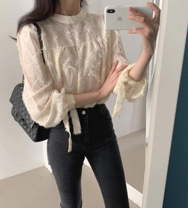 スリーブリボンハイネックブラウス 6451-画像11-韓国ファッション通販POPREA［ポップリア］