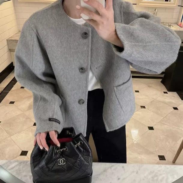 ウール混ボタンノーカラージャケット﻿﻿﻿﻿﻿ 6262-画像11-韓国ファッション通販POPREA［ポップリア］