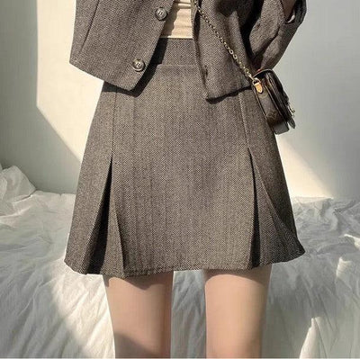 ヘリンボーンショートジャケット＆スカート 6387-画像11-韓国ファッション通販POPREA［ポップリア］