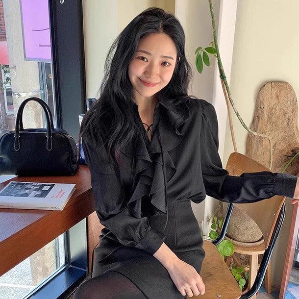 ボリュームフリルVネックネックブラウス 6399-画像11-韓国ファッション通販POPREA［ポップリア］