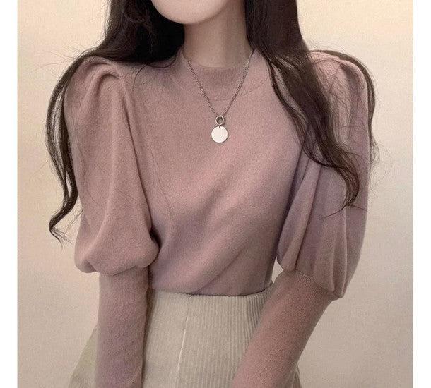 パフスリーブボトルネックニットトップス 6329-画像11-韓国ファッション通販POPREA［ポップリア］