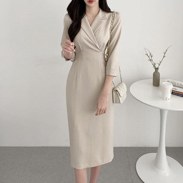 テーラードカラー7分袖ワンピース 6374-画像11-韓国ファッション通販POPREA［ポップリア］