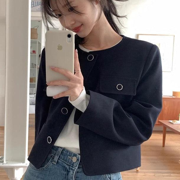 サイドポケットノーカラージャケット﻿ 6220-画像11-韓国ファッション通販POPREA［ポップリア］