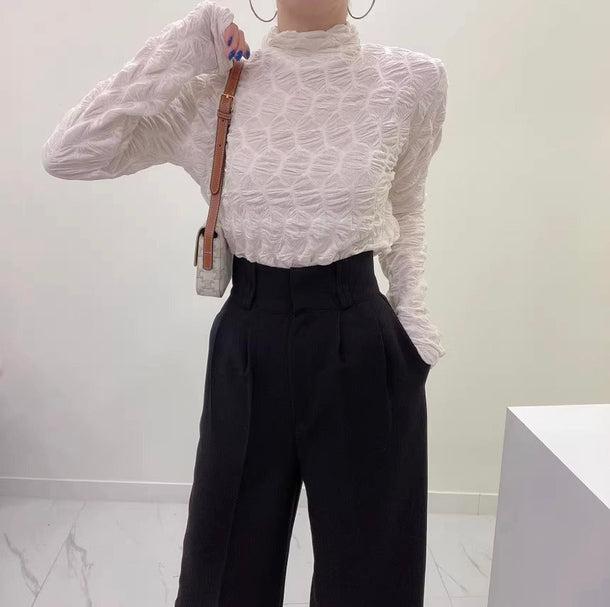 ウェーブパターンシアーハイネックトップス 6159-画像11-韓国ファッション通販POPREA［ポップリア］