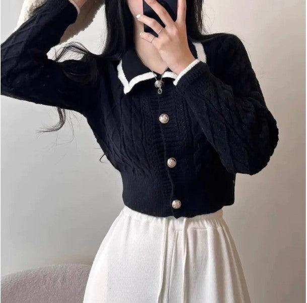 バイカラーショートニットカーディガン 6424-画像11-韓国ファッション通販POPREA［ポップリア］