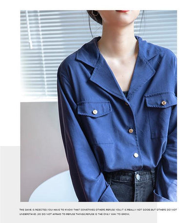 ベーシックオープンカラーシャツ 6592-画像11-韓国ファッション通販POPREA［ポップリア］