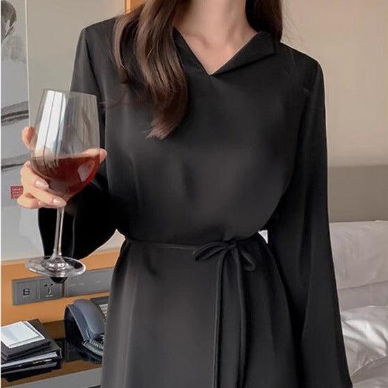 サテンVネックワンピース﻿ 6467-画像11-韓国ファッション通販POPREA［ポップリア］