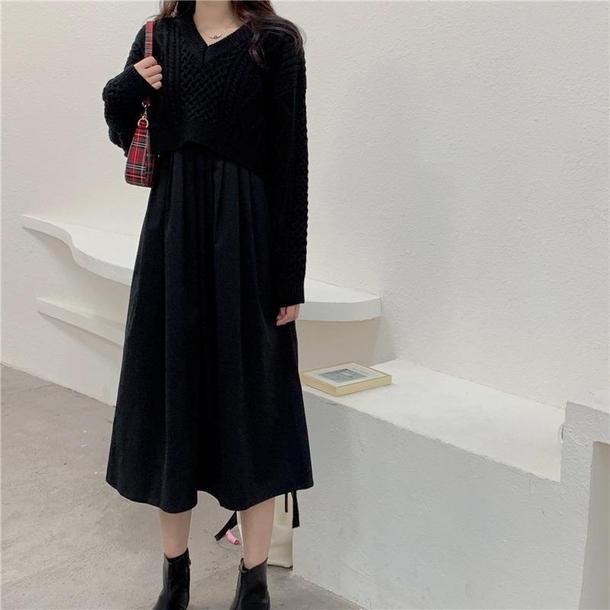 バックリボンショートニット＆ワンピ﻿﻿﻿﻿﻿﻿﻿ 6280-画像11-韓国ファッション通販POPREA［ポップリア］