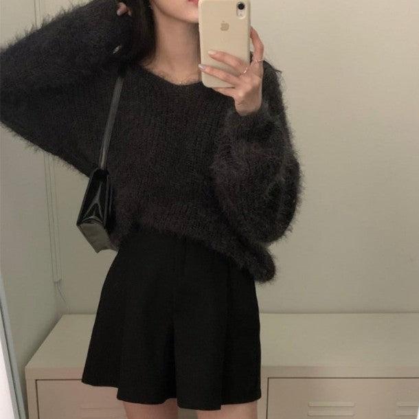 ルーズVネックシャギーニット 6394-画像11-韓国ファッション通販POPREA［ポップリア］